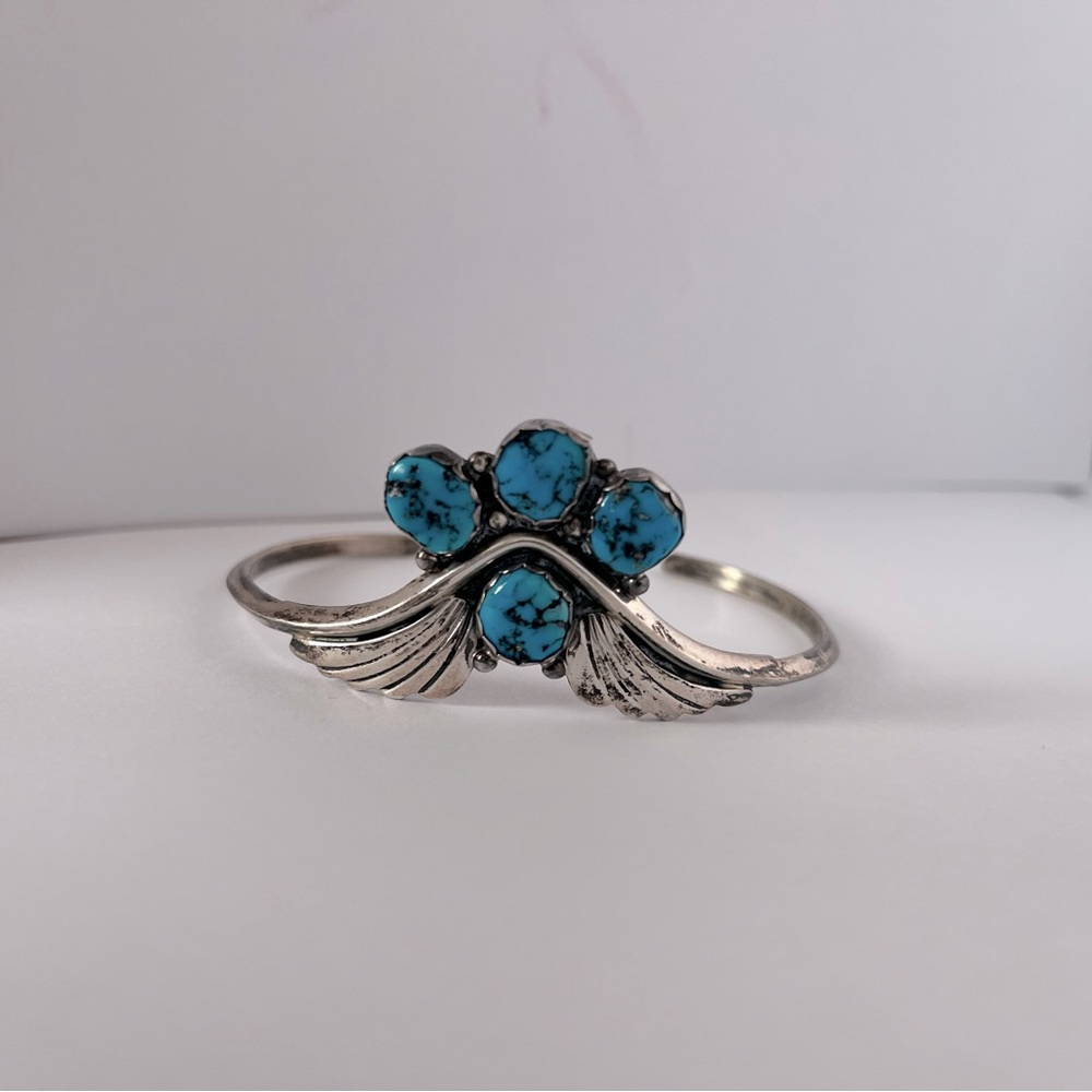 Vintage sterling silver hand made turquoise adjustable bracelet